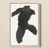 Anatomical Study of a Man’s Muscles - Reijer Stolk Art Print / Canvas Black Muscle Diagram Light Wood Frame, Strips, Jet-black Silhouette