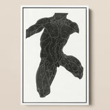 Anatomical Study of a Man’s Muscles - Reijer Stolk Art Print / Canvas Black Muscle Diagram Poster White Frame, Strips, Jet-black Silhouette