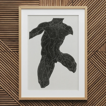 Anatomical Study of a Man’s Muscles - Reijer Stolk Art Print / Canvas Framed Illustration Human Muscular Black Ink Off-white, Strips,