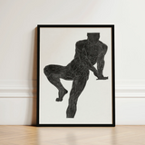 Anatomical Study of a Man’s Chest Stomach and Leg Muscles - Reijer Stolk Art Print / Canvas Black-framed Illustration Muscular Male Figure