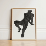Anatomical Study of a Man’s Chest Stomach and Leg Muscles - Reijer Stolk Art Print / Canvas Framed Illustration Muscular Male Figure Black