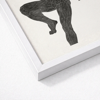Anatomical Study of a Man’s Chest Stomach and Leg Muscles - Reijer Stolk Art Print / Canvas Black Illustration Human Legs White Frame,