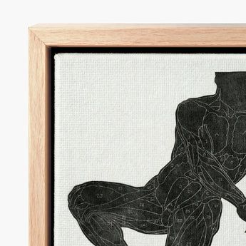 Anatomical Study of a Man’s Chest Stomach and Leg Muscles - Reijer Stolk Art Print / Canvas Black Muscle Diagram Textured White Framed,