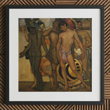 Our Ancient Gods - Saturnino Herran Art Print / Canvas Black-framed Artwork Group Indigenous Figures Traditional Attire Earthy, Herrán