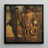 Our Ancient Gods - Saturnino Herran Art Print / Canvas Black-framed Painting Nude Partially Clothed Indigenous, Herrán Pressed, Picture’s
