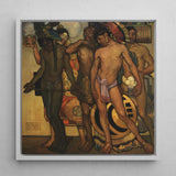 Our Ancient Gods - Saturnino Herran Art Print / Canvas Framed Painting Group Indigenous Men Ceremonial Attire Rendered, Herrán Pressed,