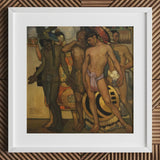 Our Ancient Gods - Saturnino Herran Art Print / Canvas Framed Painting Indigenous Figures Traditional Attire Rendered Earthy, Herrán