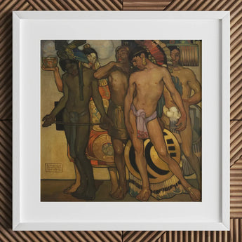Our Ancient Gods - Saturnino Herran Art Print / Canvas Framed Painting Indigenous Figures Traditional Attire Rendered Earthy, Herrán