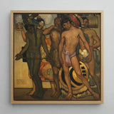 Our Ancient Gods - Saturnino Herran Art Print / Canvas Square-framed Oil Painting Group Indigenous Figures Traditional Attire, Herrán