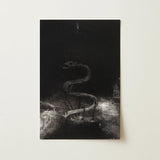 And Bound Him a Thousand Years - Odilon Redon Art Print / Canvas Black-and-white Serpentine Figure Textured Shadowed Dark Background
