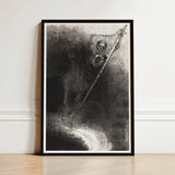 And His Name that Sat on Him was Death - Odilon Redon Art Print / Canvas Black-framed Artwork Skeletal Figure Sword Rendered Monochrome