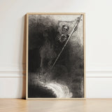 And His Name that Sat on Him was Death - Odilon Redon Art Print / Canvas Framed Black-and-white Sketch Skeletal Figure Horseback Spear