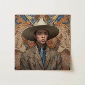 Angel - Latinx Transgender Cowboy Art Print / Canvas, 12x12’’ / 31x31cm / Unframed / no Border, Posters Prints & Visual Artwork, Toby Leon