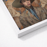 Framed Portrait Person Ornate Patterned Suit Wide-brimmed Hat Latinx Transgender Cowboy, Dandy, Outlaw
