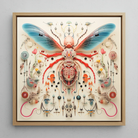 Angel Muff Wasp - Alien Insect Taxonomy Framed Canvas, 12x12’’ / 31x31cm / Natural Floating Frame, Framed Intricate Insect-like Artwork
