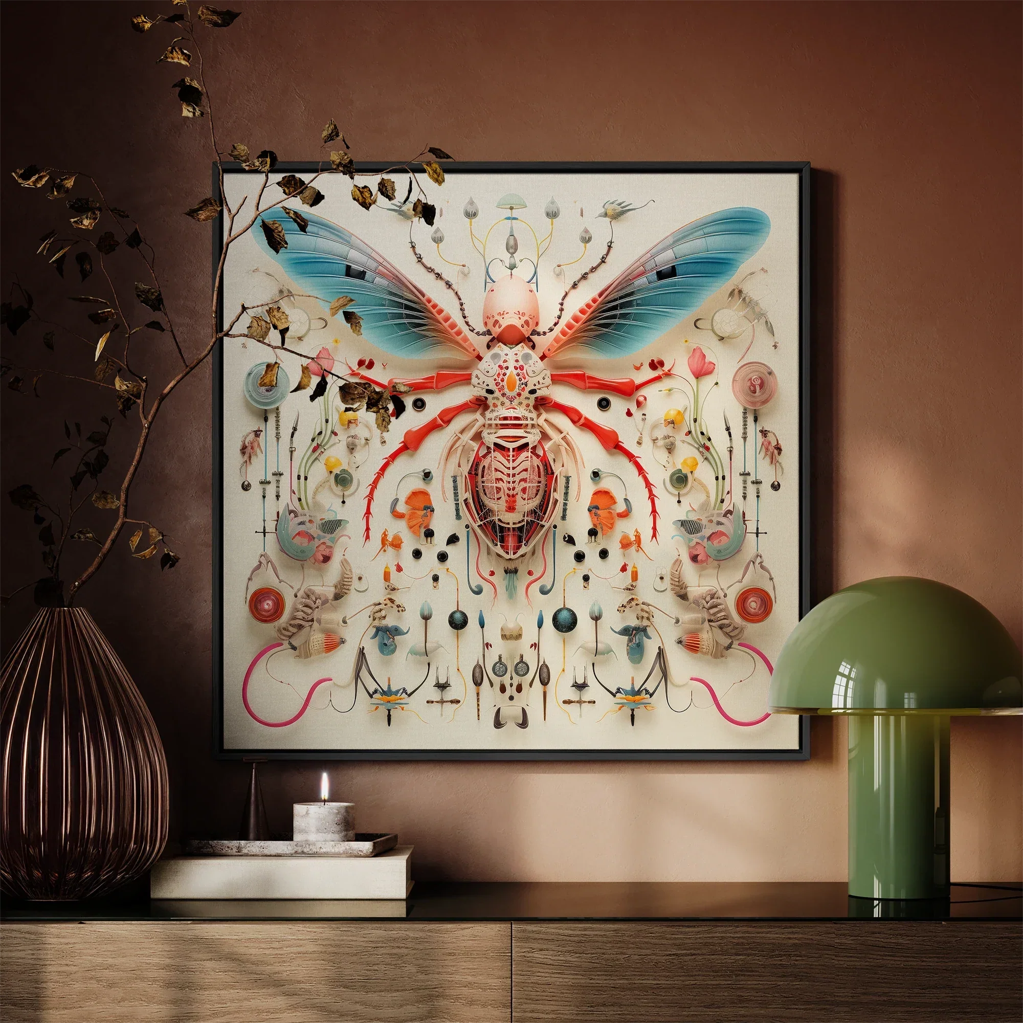 Angel Muff Wasp - Alien Insect Taxonomy Framed Canvas, Framed Insect Artwork