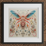 Angel Muff Wasp - Alien Species Insect Taxonomy Art Print, 12x12’’ / 31x31cm / Black Frame / 2’’ Matboard, Framed Symmetrical Artwork