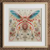 Angel Muff Wasp - Espèce étrangère Taxonomie des insectes Art Print, 12x12’’ / 31x31cm / Cadre naturel / Passe-partout 2’’, Affiches Impressions & Œuvres visuelles