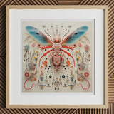 Angel Muff Wasp - Alien Species Insect Taxonomy Art Print, 12x12’’ / 31x31cm / Natural Frame / 2’’ Matboard, Framed Intricate Mixed-media