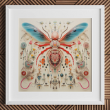 Angel Muff Wasp - Espèce étrangère Taxonomie des insectes Art Print, 12x12’’ / 31x31cm / Cadre blanc / Passe-partout 2’’, Affiches Impressions & Œuvres visuelles,