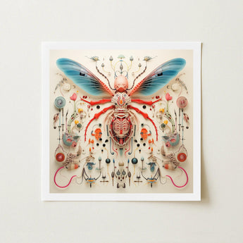 Angel Muff Wasp - Alien Species Insect Taxonomy Art Print / Canvas Vibrant Intricately Crafted Paper Quilled Artwork Translucent, Prints