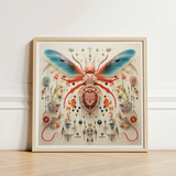Framed Artwork Vibrant Intricately Detailed Insect Turquoise Wings Angel Muff Wasp, Alien, Taxonomy