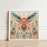 Vibrant Intricately Detailed Framed Artwork Central Insect-like Creature Angel Muff Wasp, Alien, Taxonomy
