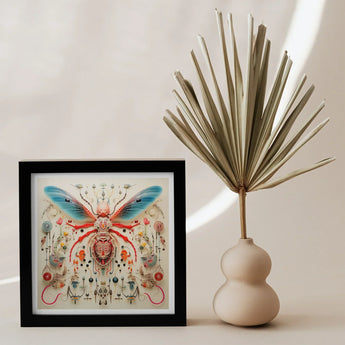 Angel Muff Wasp - Alien Species Insect Taxonomy Art Print / Canvas Framed Colorful Artwork Intricate Insect-like Creature Wings Abstract