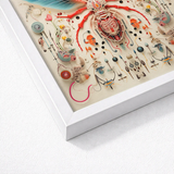 Vibrant Intricately Detailed Mixed-media Artwork Central Red White Angel Muff Wasp, Alien, Taxonomy
