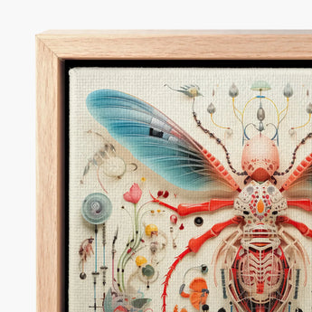 Detailed Mixed-media Artwork Vibrant Insect Translucent Blue Wings Angel Muff Wasp, Alien, Taxonomy