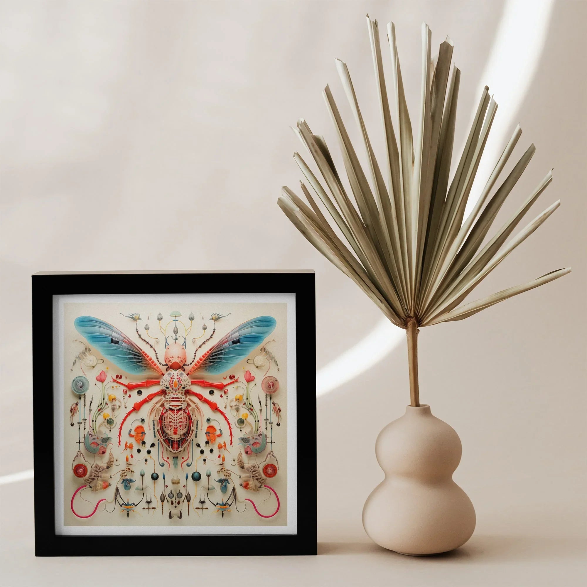 Angel Muff Wasp Alien Species Insect Taxonomy Art Print, Framed Colorful Artwork Intricate Insect Like Creature Wings Abstract
