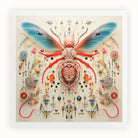Angel Muff Wasp - Alien Species Insect Taxonomy Art Print, Stylized Insect Vibrant Blue Wings Red Body Composed