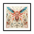 Angel Muff Wasp - Alien Species Insect Taxonomy Art Print, Symmetrical Insect Illustration Blue Wings Red Accents Anatomical
