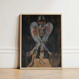 Framed Painting Nude Figure Textured Wings Muted Tones Christian Bérard Stages