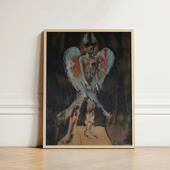 Framed Painting Nude Figure Textured Wings Muted Tones Christian Bérard Stages