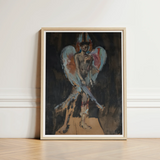Framed Painting Muscular Winged Figure Dark Tones Hints Christian Bérard Stages