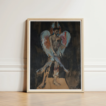 Framed Painting Muscular Winged Figure Dark Tones Hints Christian Bérard Stages