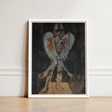 Framed Painting Muscular Winged Figure Dark Tones Hints Christian Bérard Stages