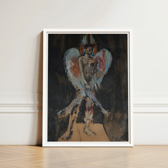 Framed Painting Muscular Winged Figure Dark Tones Hints Christian Bérard Stages