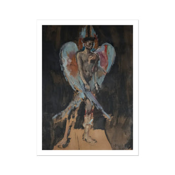 The Angel of Sodom - Christian Berard Art Print, Vibrant Expressive Painting Nude Winged Figure Dark Hair