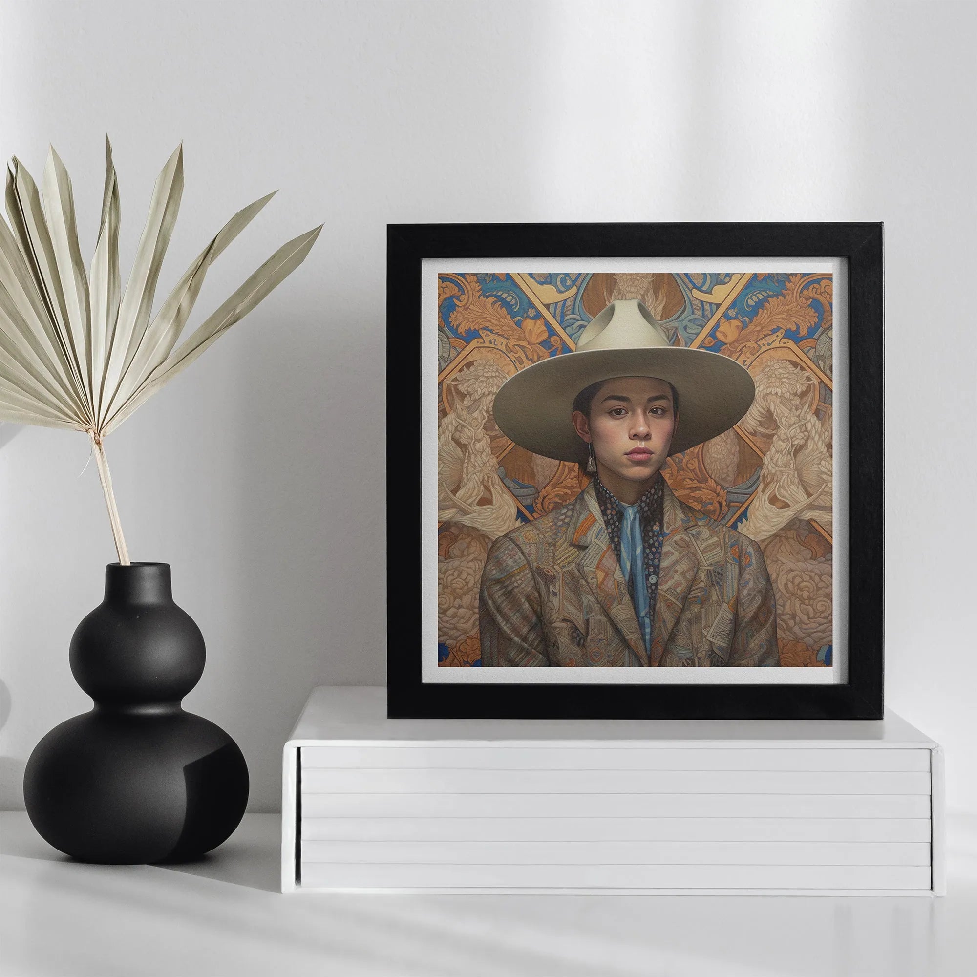 Angel The Transgender Cowboy - F2m Dandy Latinx Outlaw Art - 16’x16’ - Posters Prints & Visual Artwork - Aesthetic Art