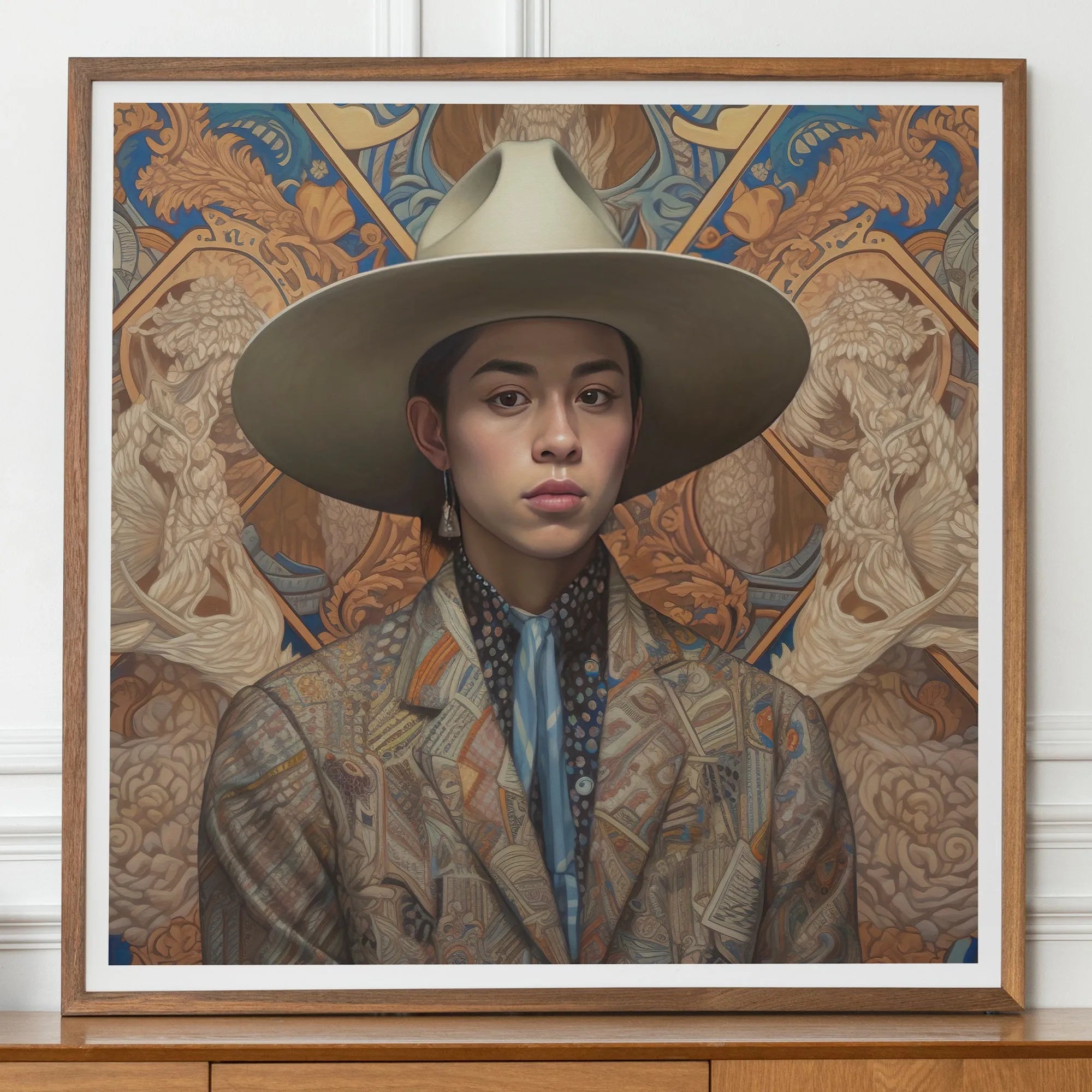 Angel The Transgender Cowboy - F2m Dandy Latinx Outlaw Art - 30’x30’ - Posters Prints & Visual Artwork - Aesthetic Art