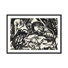 Animal Legend - Franz Marc Expressionist Woodcut Art Print, Black White Woodcut Print Animals Dynamic Abstract Style
