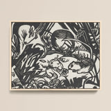Animal Legend - Franz Marc Expressionist Woodcut Art Print / Canvas, 14x11’’ / 36x28cm / Natural Frame, Posters Prints & Visual Artwork,