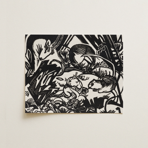 Animal Legend - Franz Marc Expressionist Woodcut Art Print / Canvas, 14x11’’ / 36x28cm / Unframed / no Border, Posters Prints & Visual