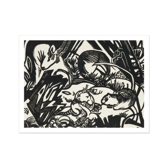 Animal Legend - Franz Marc Expressionist Woodcut Art Print / Canvas, Franz Marc’s Mesmerizing Animal, Animal Legend Woodcut, Spiritual