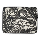 Animal Legend - Franz Marc Woodcut Art Laptop Sleeve, 15″, Laptop Sleeve Black White Woodcut-style Illustration Animals Forest