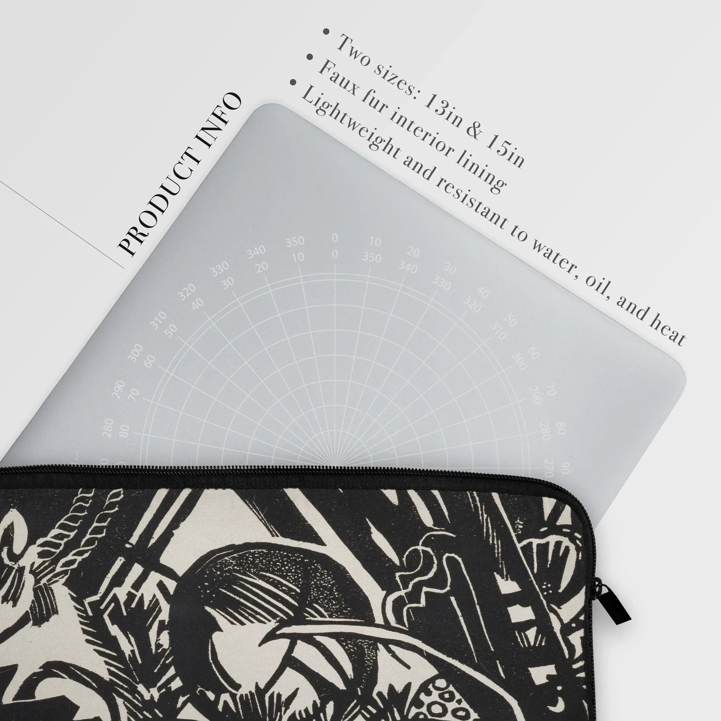 Animal Legend - Franz Marc Woodcut Art Laptop Sleeve, Laptop Sleeve Case Artistic Black White Design Surface