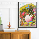Another Day of Sun Carnival Collage Art Print, 24x32’’ / 61x81cm / Unframed, Colorful Whimsical Framed Artwork Fantastical Nature Scene