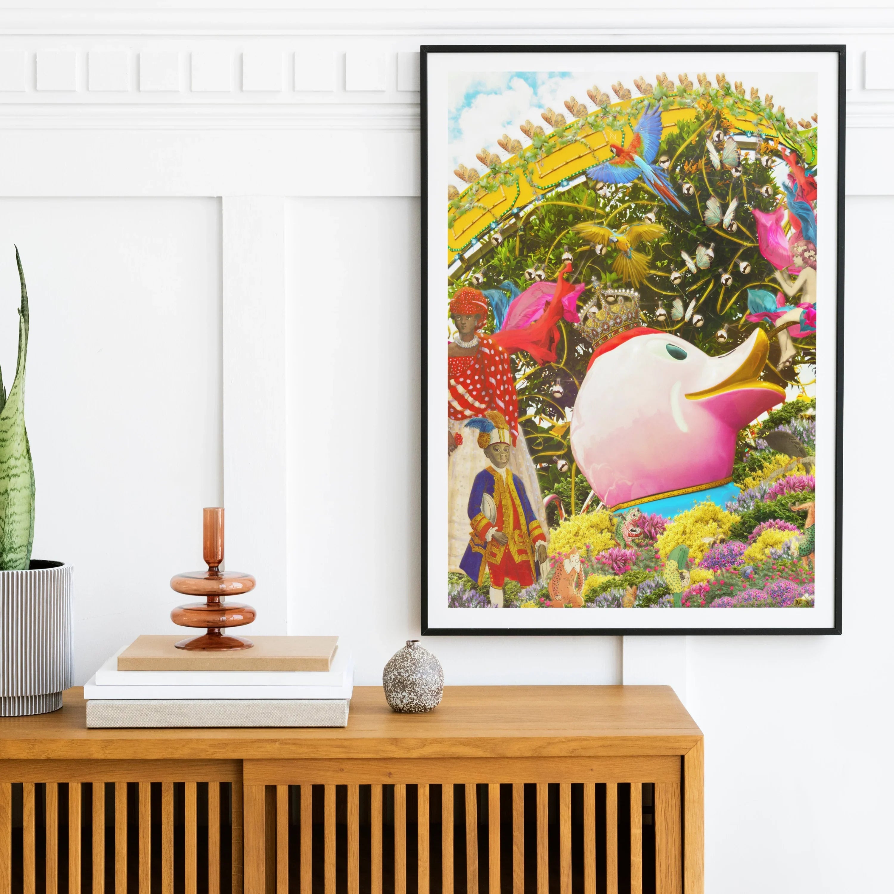 Another Day of Sun - Carnival Collage Art Print, 24’’x32’’ / Unframed, Colorful Whimsical Framed Artwork Fantastical Nature Scene Vibrant